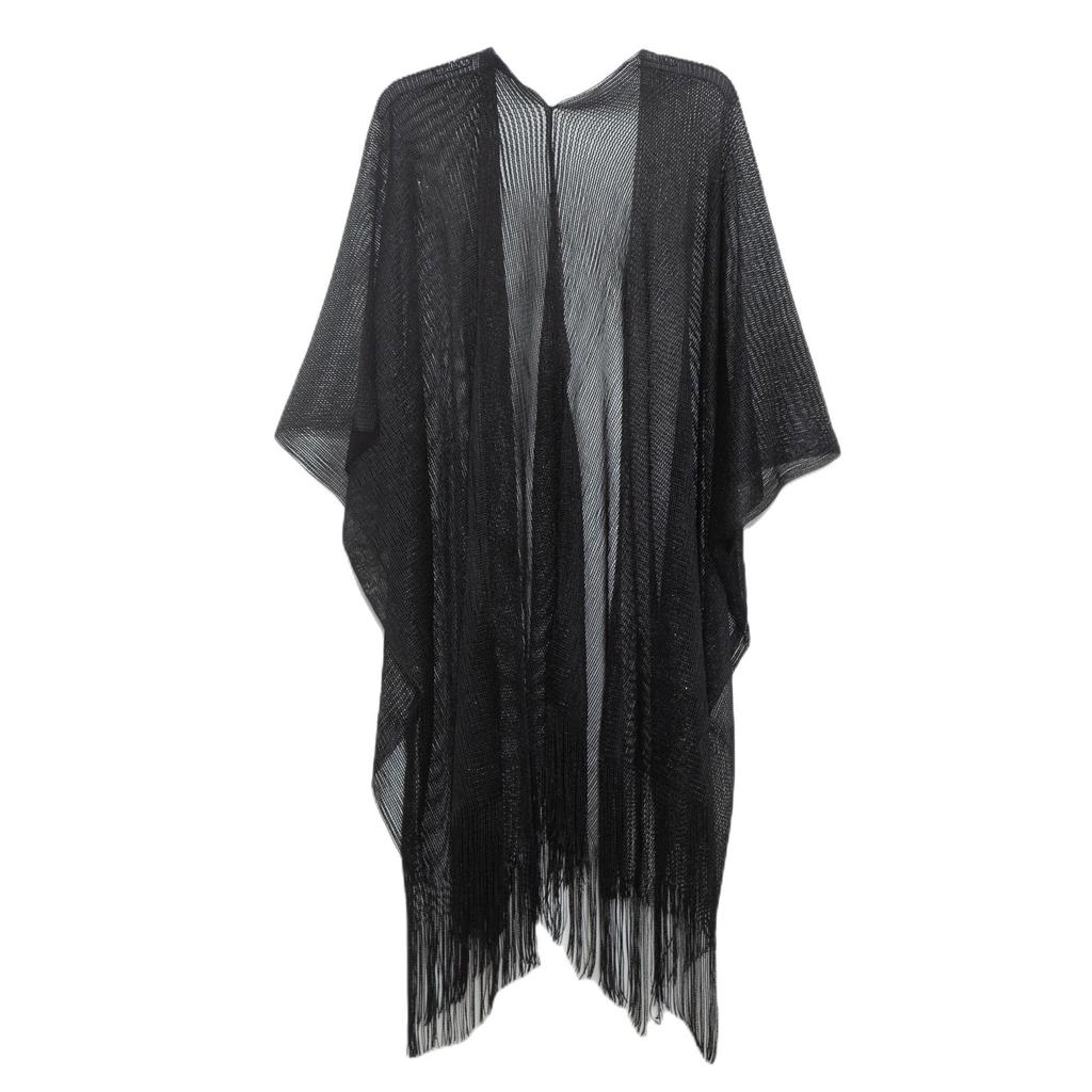 European & American Style Gold and Silver Tassel Cape - Women's Transparent Summer Shawl