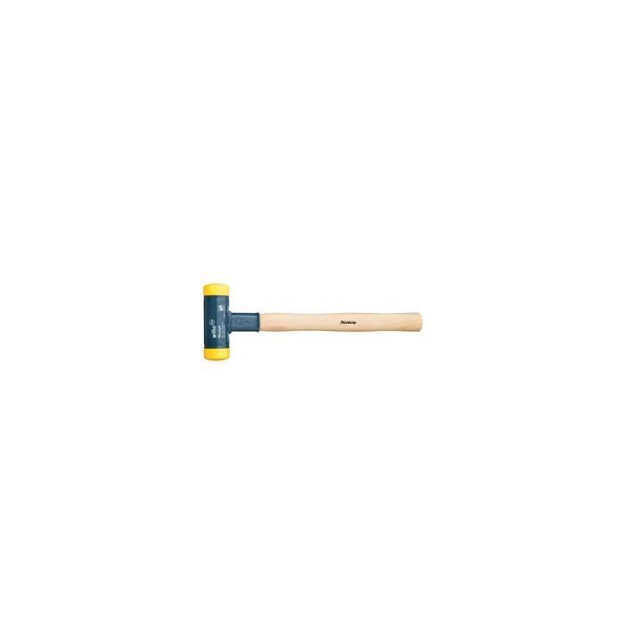 Wiha massette à embout plastique sans rebond avec manche en hickory, embout de massette rond (02092) 25 mm