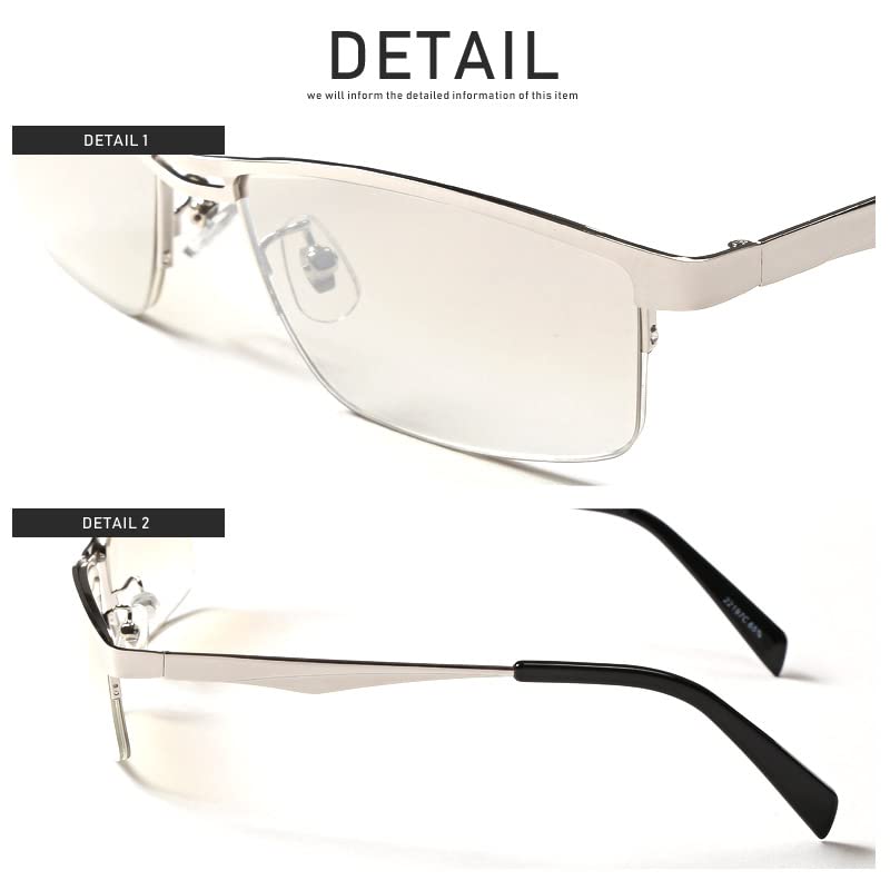 [Ragstyle] Square Mirror Sunglasses for Men and Women, Square Mirror Lens, UV Protection, Silver x Brown