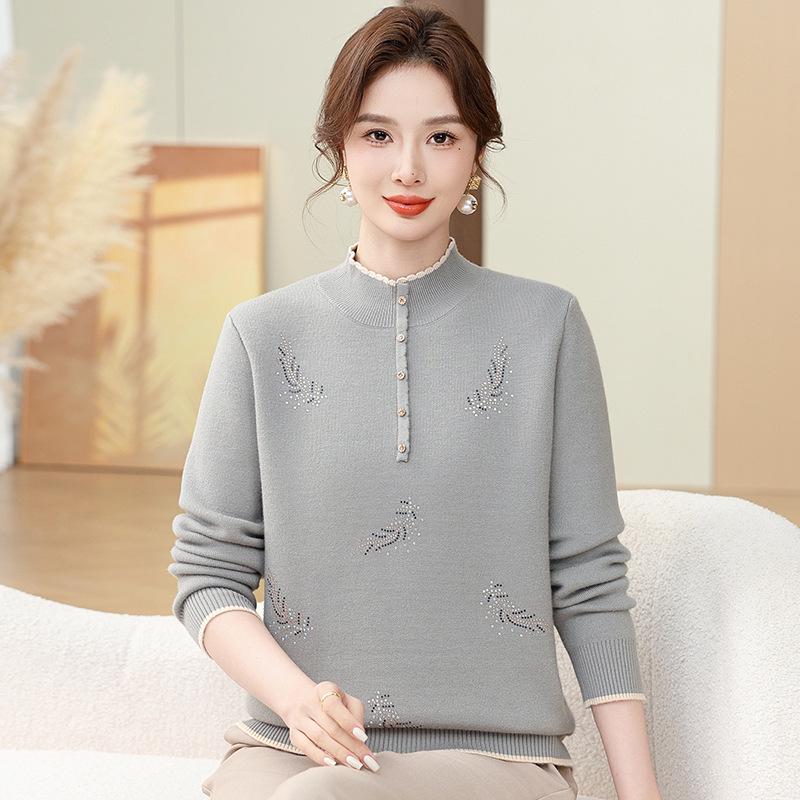 

2024 Теплый флисовый фиолетовый свитер для женщин среднего и пожилого возраста - Свободный крой, Идеально подходит для осени и зимы. L (95-100 lbs) светло-синий