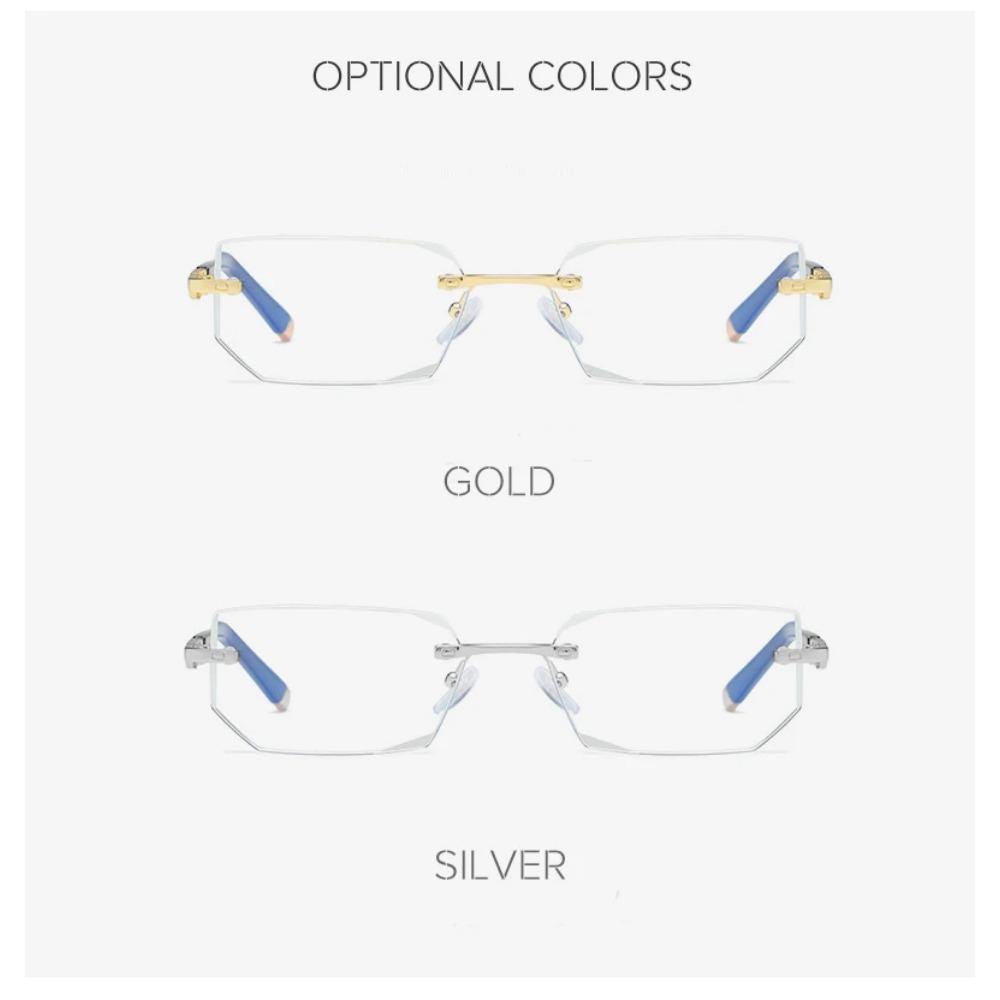 Men Blue Light Blocking Reading Glasses Women Dimond Cutting Rimless Eyeglasses Frame Anti Fatigue Hyperopia Presbyopic Eyewear