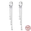 Luminous Shell Women Earrings Original 925 Sterling Silver Pave CZ Star Moon Hoop Earrings Engagement Wedding Jewelry
