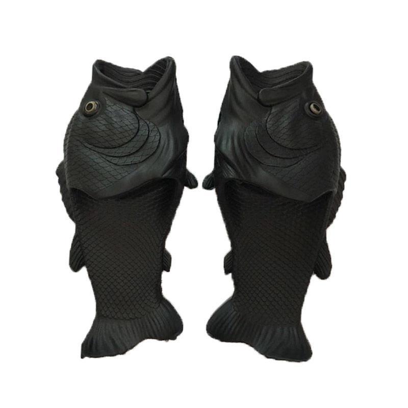 Open Toe Funny Male's Footwear Women's Fish Slippers Outdoor Couples Family Cartoon Animal Flip flops Plus Size 46 47 Man Shoes