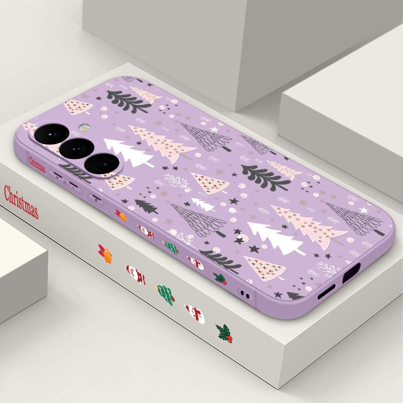 Lanyard Phone Case For Samsung Galaxy A56 A17 A26 A16 A36 A55 A54 A53 A15 S24 S25 FE S25 S22 S23 Ultra Plus Christmas Tree Patterned Cover