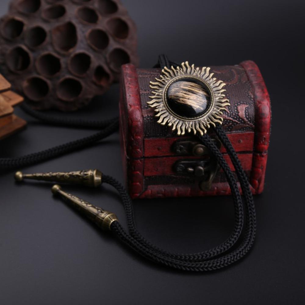Western Cowboy Sunflower Stone Bolo Tie Adjustable Neck Jewelry For Men Women бронзовый