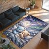 Teddy Bear Theme Crystal Velvet Rug Personalized Custom Name Text Soft Floor Mat Home Decor