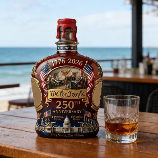 ONS. 250ste Verjaardag Herdenkings Whiskeyfles Wij Het Volk 1776-2026 Glazen Karaffen Onafhankelijkheidsdag Patriottisch Cadeau voor Sterke Drank Bourbon Wijn