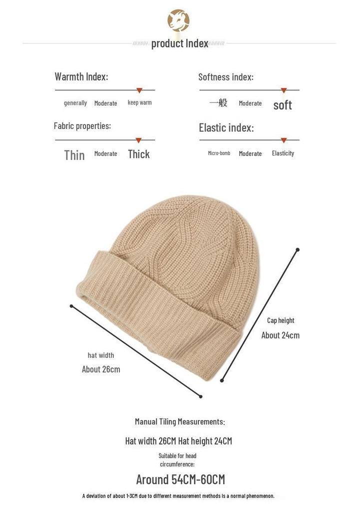 Unisex 100% Pure Cashmere Hat - Stylish Knitted Cold-Weather Essential for Autumn and Winter