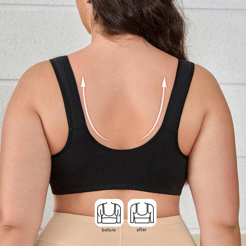 High Impact Front-closure Supportive Wireless Workout Bra Sexy Bra Plus Size Underwear Wire-free Vest Style XL-4XL