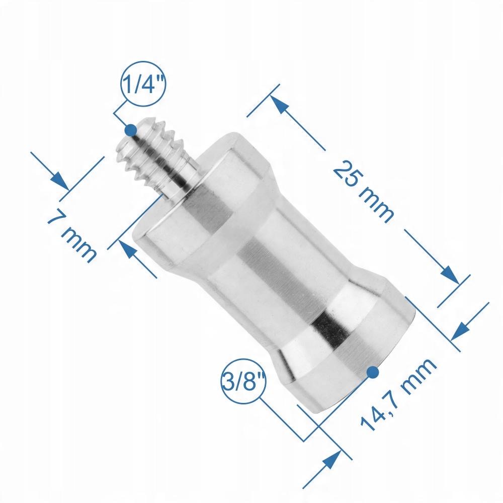 Adapter, tripod reduction sleeve 3/8" to 1/4" aluminum for lamp stand