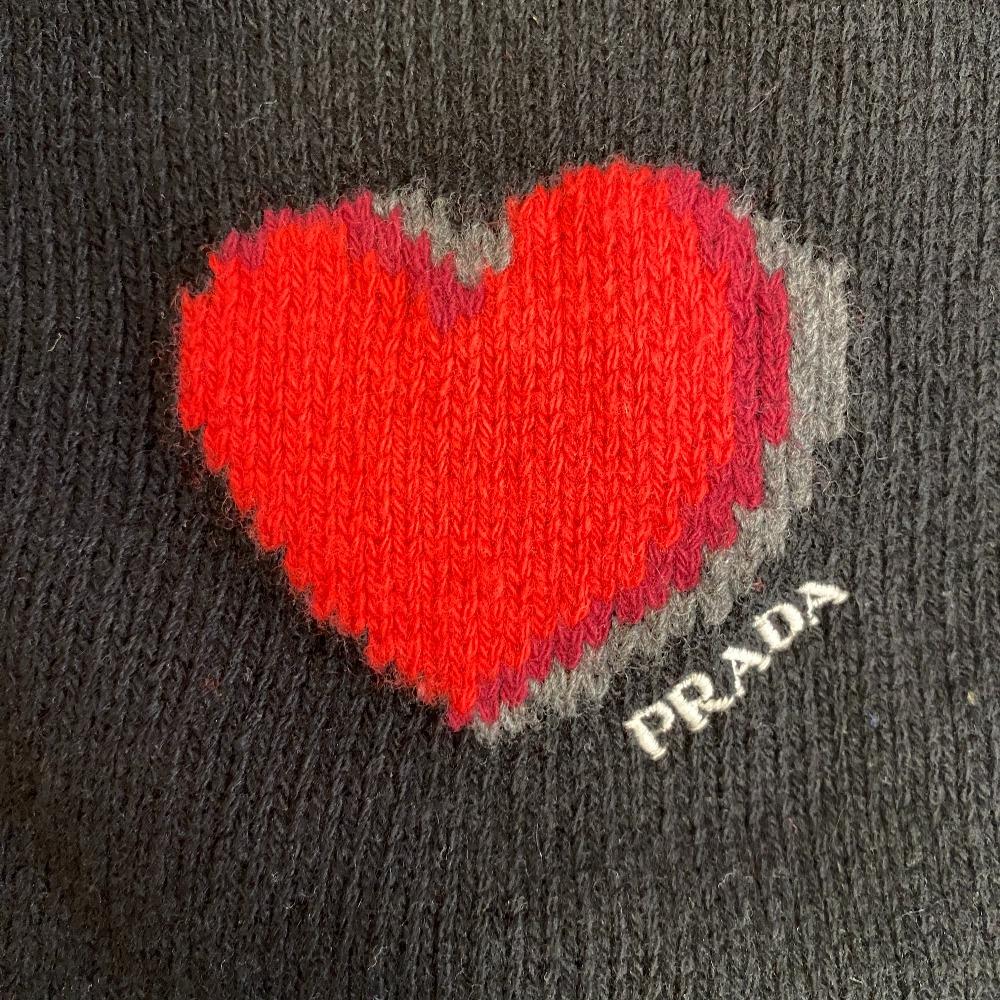 Prada Sweater Heart Wool Knit Black Wool Women Used