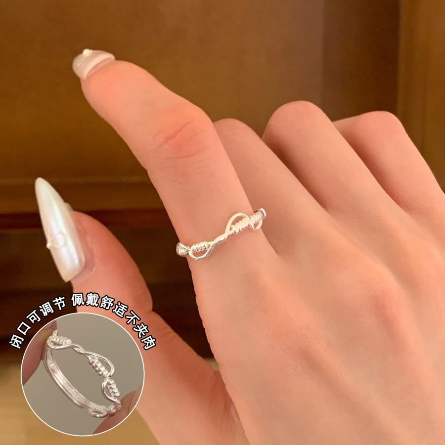 S925 sterling silver geometric ring of the same style, niche design, personalized fashion index finger ring, light luxury, simple and versatile ring.