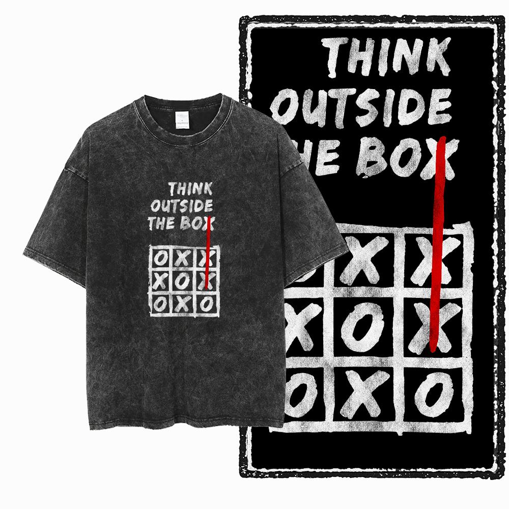 

ZB THINK OUT OF THE BOX Printed Cotton Acid Washed Graphic Unisex T Shirt Cool Streetwear Men Tshirts Big Size Tee for men M
