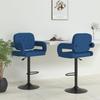 Bar Stool Set of 2 Blue Fabric