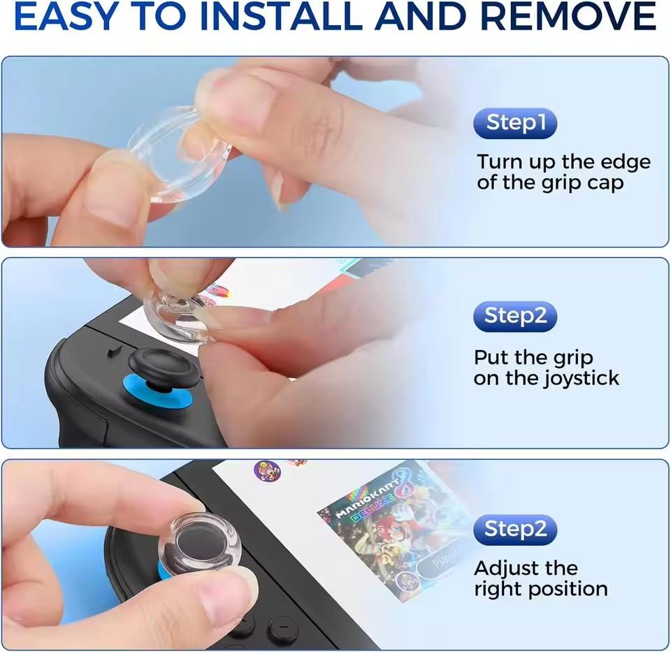 Joystick Caps for Switch 2 Console Soft Silicone Thumb Grip Case for Switch2 Joypad Transparent Non-Slip Thumbstick Grip Cover