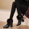 Coarse heel high heel boots autumn and winter velvet new thin boots with skirt comfortable small short boots