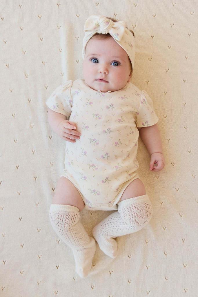 Organic Cotton Short Sleeve Bodysuit Thelma Orchid JBCO251210 Baby CRM 60 [Jamie Kay]