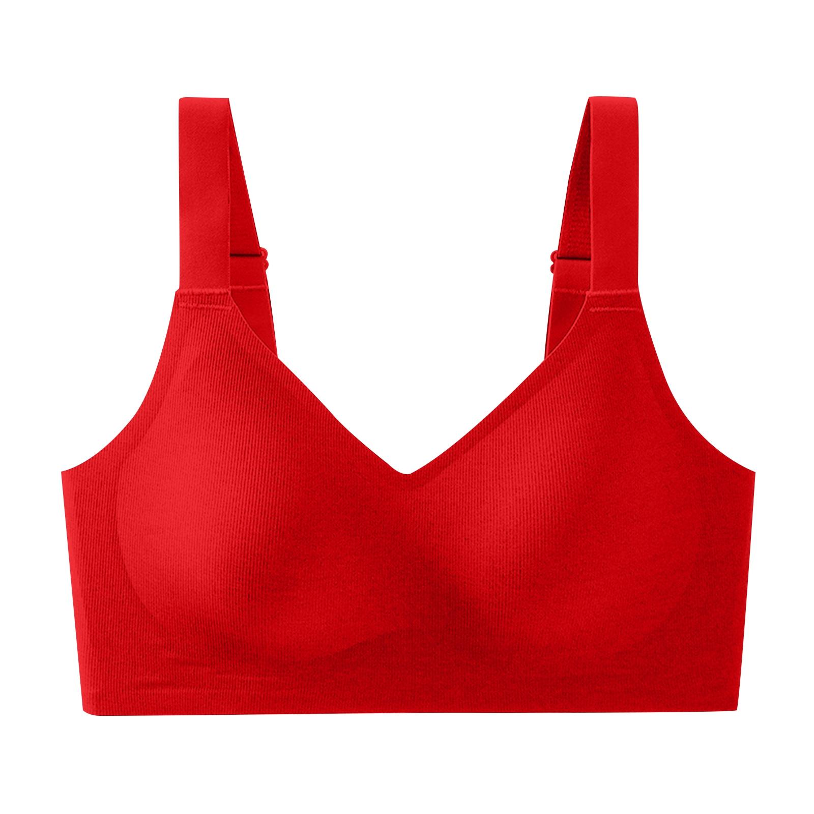 

Женское нижнее белье Большой размер Желеобразный мягкий Поддержка Регулируемый Без стальных косточек Тонкая чашка Бюстгальтер 42 красный