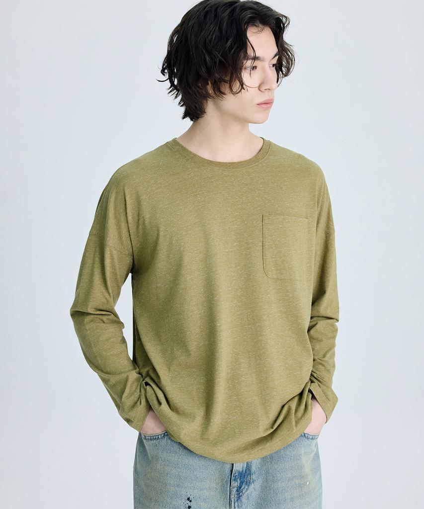 IL CORSO Slub Long Sleeve T-Shirt Khaki