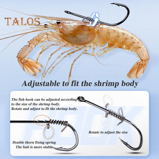 10Pcs Live Shrimp Fixing Hook Heavy Duty Carbon Steel Barbed Fishhook with Hole Freshwater Saltwater Fishing Hook Fishing Accessories