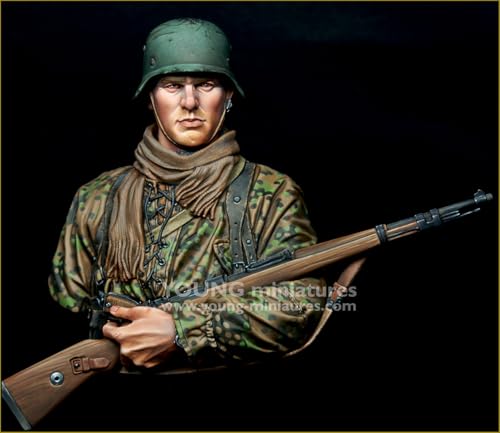 Young Miniatures 1/10 Scale WWII German Waffen-SS Young Infantryman with Rifle Bust Resin Kit YM18101 (Person)