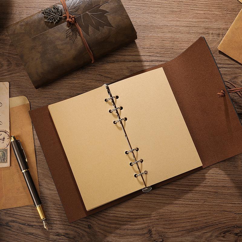 Draagbaar Kraftpapier Reisaanmeldboek: Losbladig DIY Dagboek Notitieboek