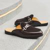 Fashion Classic Breathable Men's Half Slippers Casual Leathe Male Muller Shoes Simple Comfy Lazy Flats Handmade Casual Shoes Half Drag