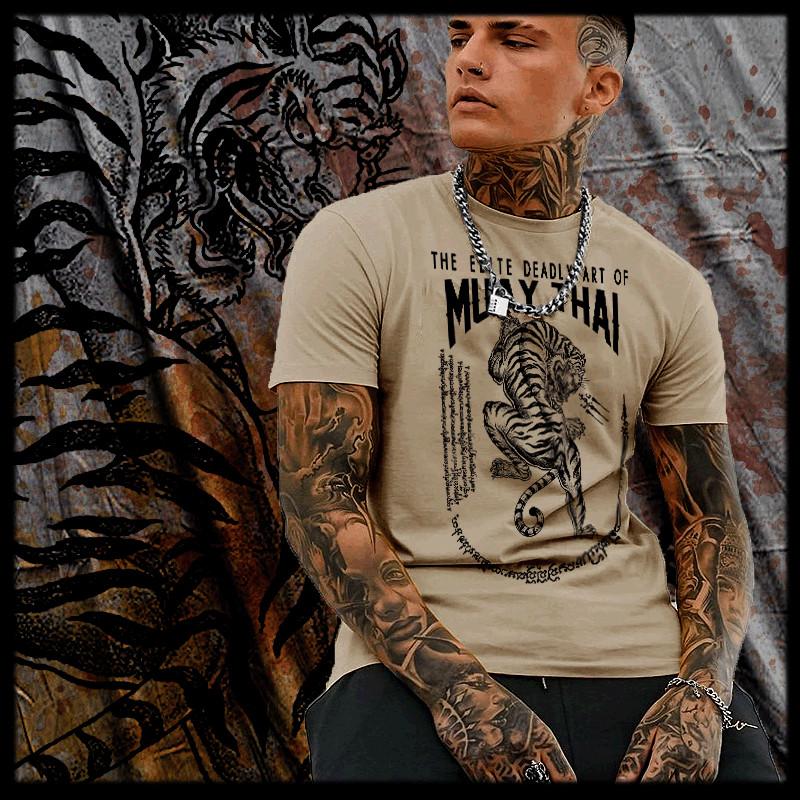 

Muay Thai T-shirt Thai boxing yantra tiger Thai Boxer Martial Arts fighter tee 4XL