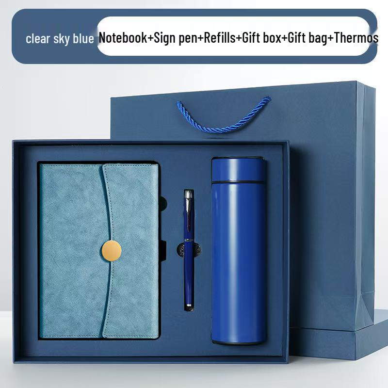 Conjunto de Presente Caderno A5 Dobrável em Três e Copo Térmico – Lembrança Corporativa Personalizada com Logotipo