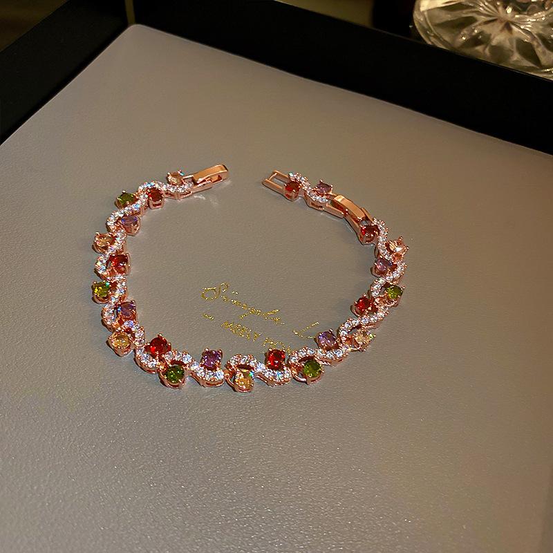 Galvanisierter Smaragd-Kristall-Armband - Raffiniert und Individualistisch Zirkonia, Exquisit im Stil, Hochwertiger Handschmuck
