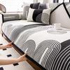 Stripe Geometry Chenille Living Room Sofa Cushion Four Seasons Universal Couch Cover Non Slip Black Border Sofa Protective Cover