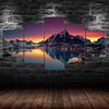 Nordic Town Evening Sky 5 Piece Canvas Wall Art Multi Panel Print Modern Winter Mountain Landscape Poster Home Decor Gift For Him For Her