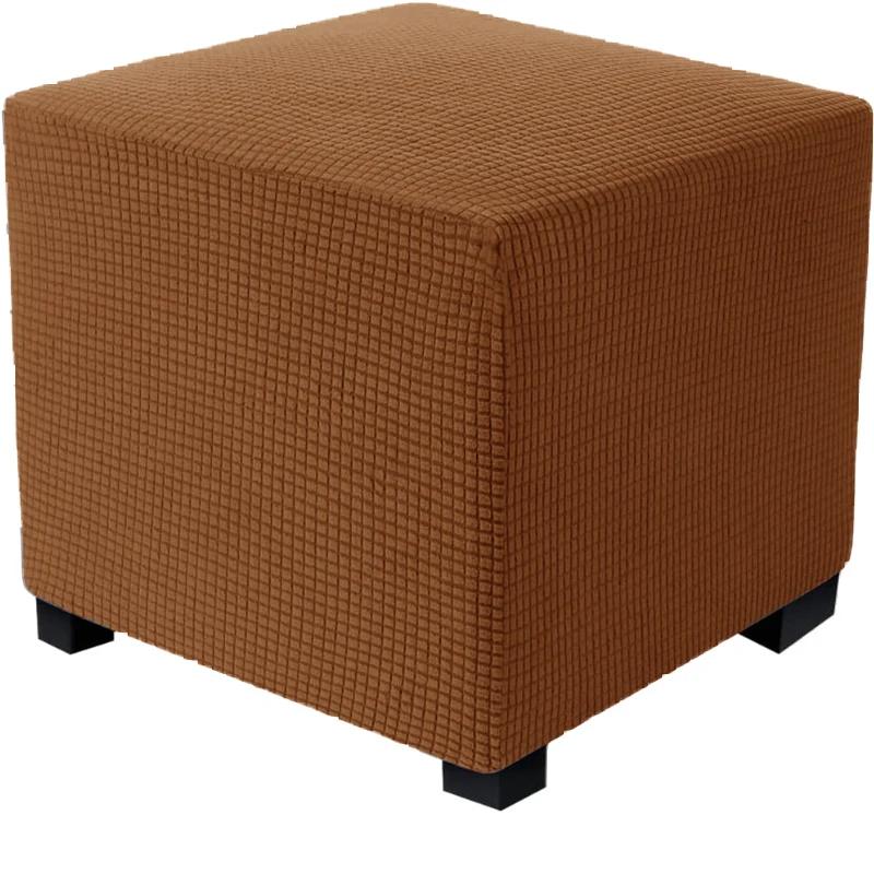 Square Ottoman Cover Polar Fleece Elastic Footstool Slipcover Furniture Protector For Home Pouf