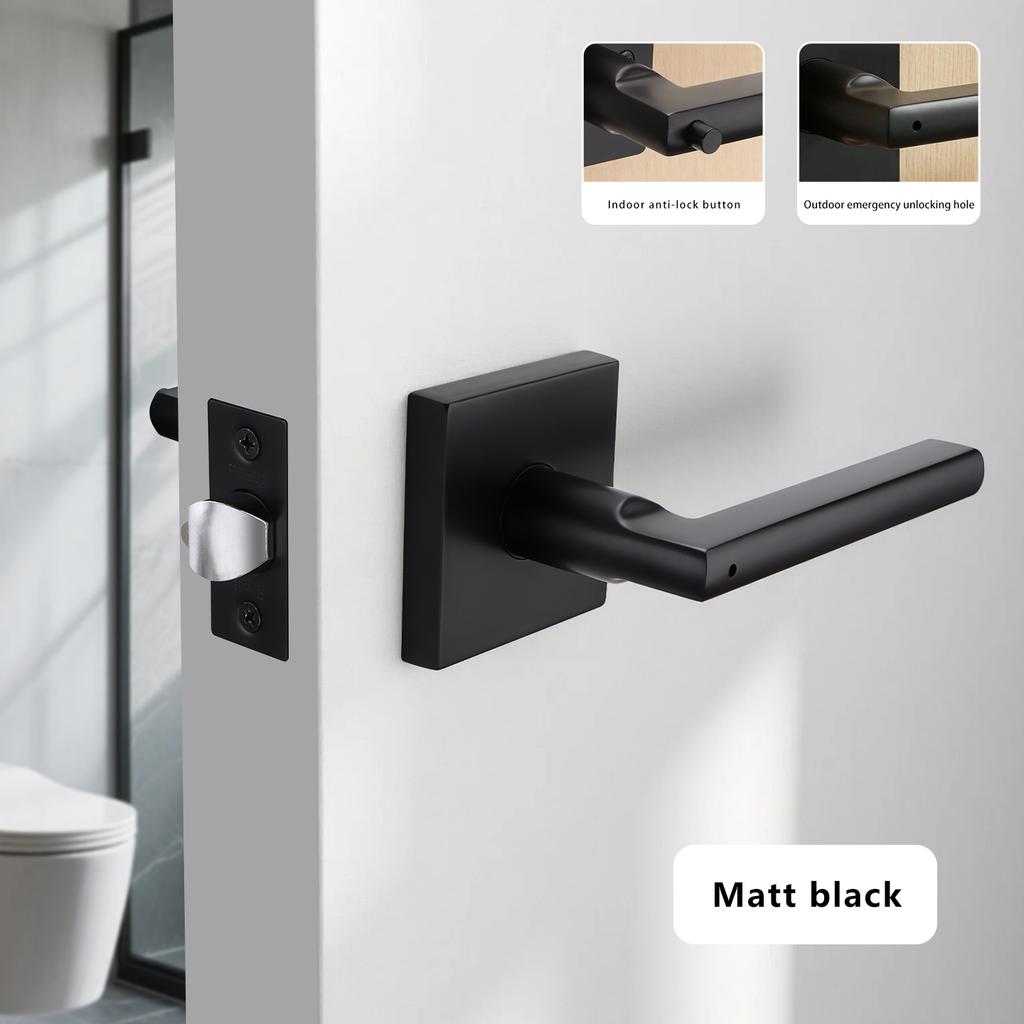 Home Use 304 Stainless Steel Square Handle Door Lock Magnetic Absorption Keyless Indoor Bathroom Silent Door Knob Lock