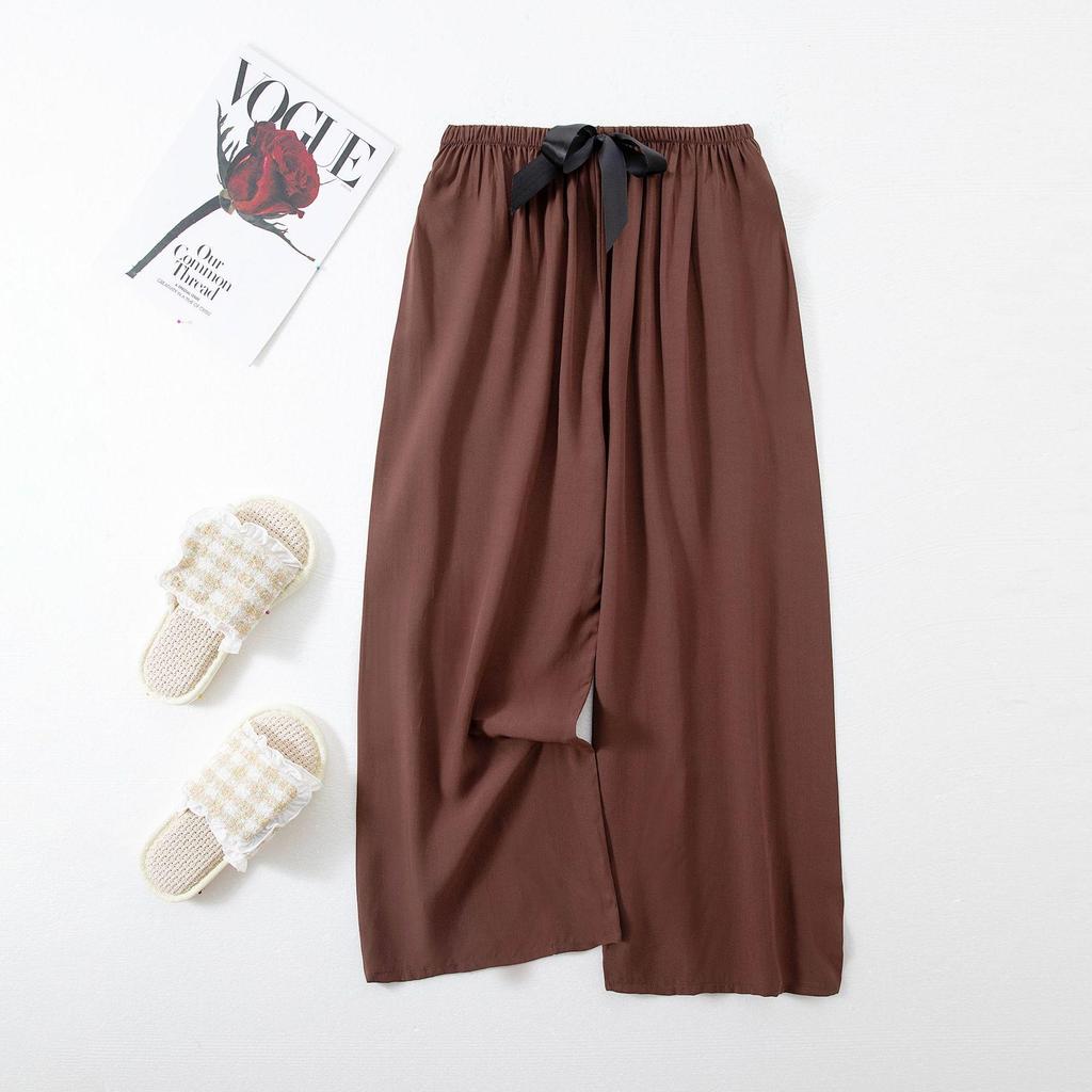 Women's Cotton-Silk Cartoon Pajama Pants, Summer Thin, Black & White Wide-Leg, Plus Size, Outdoor Beach Wear.