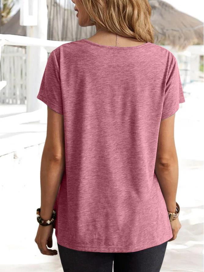 Tops Femininos Casuais de Moda Cor Sólida Manga Curta Primavera/Verão 2025