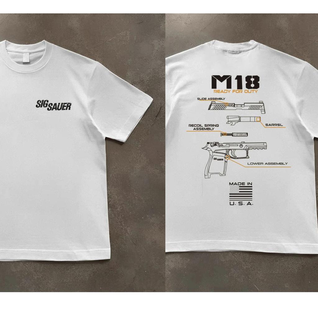 Men's Graphic in SIGSAUER M18 T-Shirt 100% Cotton Sweat Wicking Breathable Tactical Tee for Military Enthusiast