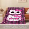 1pc Kitty, Pink, PlaidDigital Print Fleece Blanket - Contemporary Style, Suitable for All Seasons, Perfect for Home, Travel, or Camping - Ma