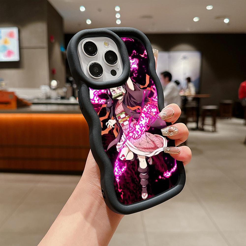 Macaron Büyük Dalga Yumuşak Telefon Kılıfı iPhone 11 12 13 14 15 Samsung A13 A14 A15 A23 A24 A25 A53 A54 A55 Xiaomi Redmi Note 13 12C Kapak A43 Demon Slayer
