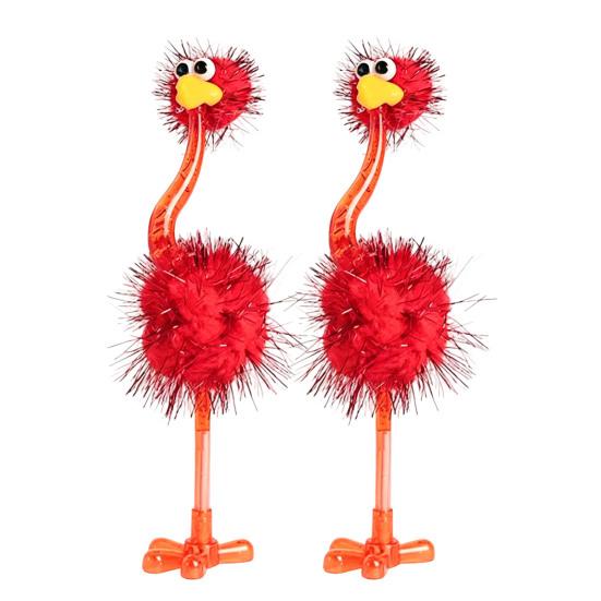 Penne Peluche Cartone Animato Struzzo Penne a Sfera in Plastica, Penna Divertente Autoportante, Punta 0,5 mm, Accessori Decorativi da Tavolo Scrittura Pelosa