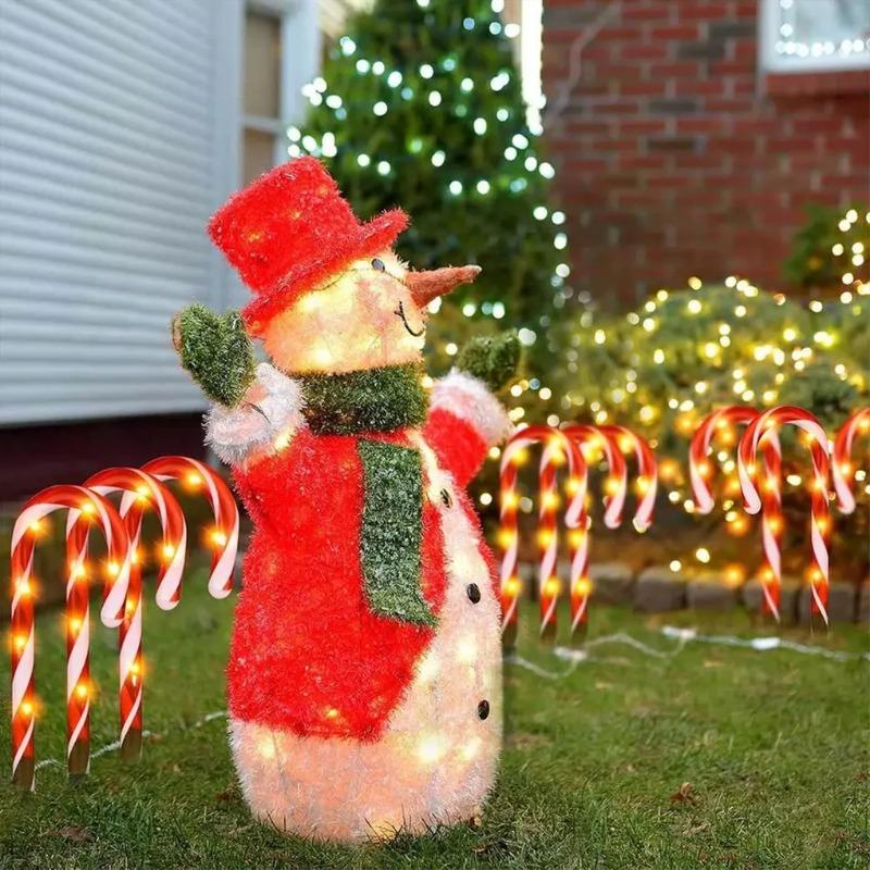 Festive Solar LED Candy Cane Pathway Lights For Outdoor Cane Cru-tch Christmas Garden LED Christmas courtyard garden decorative lawn lights