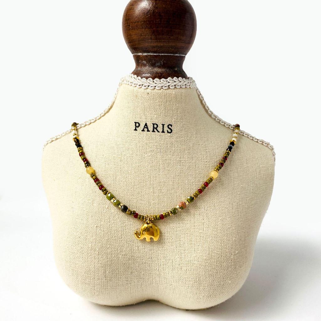 Maillard-Achat Baby-Elefant Halskette: Titanstahl Schlüsselbein Choker für Damen