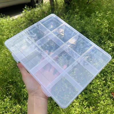 12-Compartment Plastic Storage Box Large Capacity Jewelry Case Display Box Transparent Organizer Box Home Storage Cases