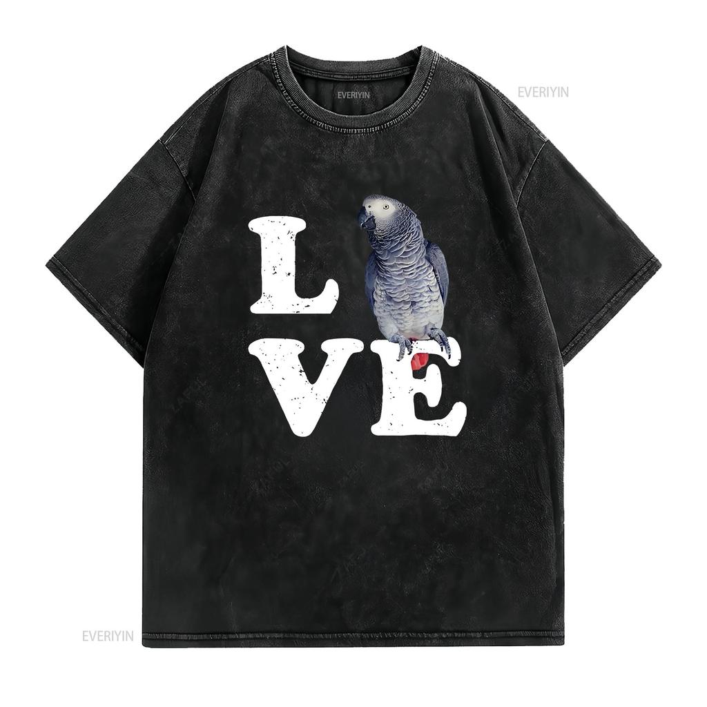 I Love My African Grey Parrot T Shirt Bird Lovers vintage Washed Comfortable fashion Breathable Soft designer clothes