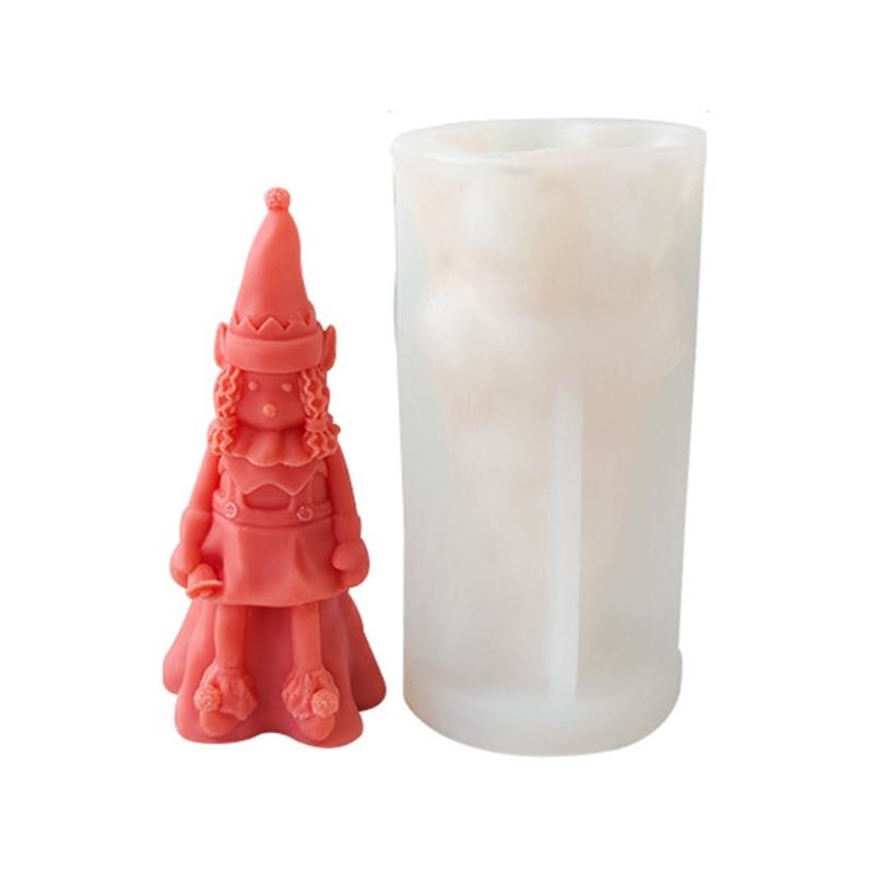 Christmas Candle Mold Elf Doll Aromatherapys Silicone Molds Home Decorations Scented Candle Mold DIY Gypsum Ornament