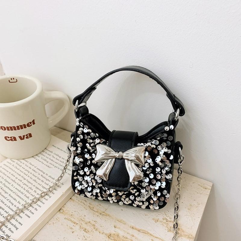Girl Sweet Toddler Bow Sequin Chain Purse Butterfly Element Casual Use School
