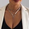 Accessories, Vintage Imitation Pearl Splicing Star Necklace Women, Creative Cross Double Layer Stacked Necklace