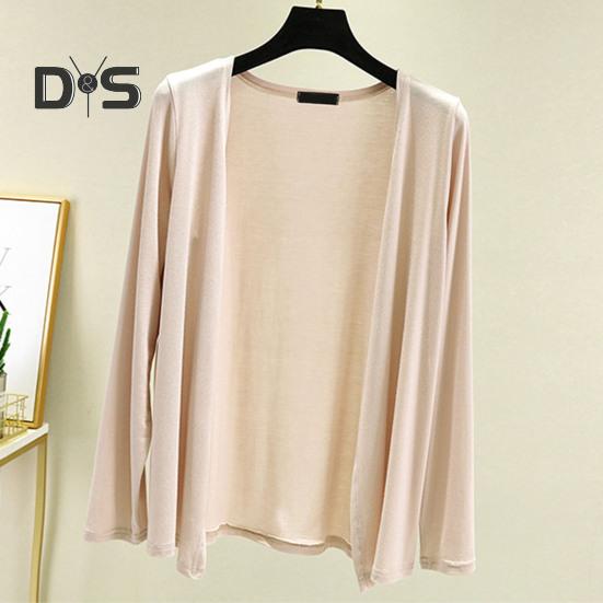 Frauen Einfarbig Dünne Strickjacke Mantel Langarm Vorne Offen Weiche Atmungsaktive Mantel Lässig Weiblichen Kleidung