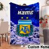 Custom Name Argen-tina Football Crest Throws Blanket Flannel Blankets for Couch Bed Gifts for Men Women Picnic Blanket Christmas Fan Gifts