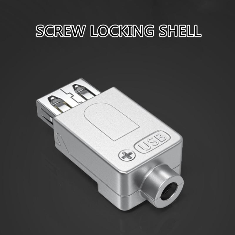USB 2.0 Terminal Block Connector Solderless Adapter with Metal Case Support Charging for USB Repair Adapter Connector